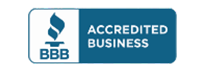 Better Business Bureau Accredited Business badge in teal and cream